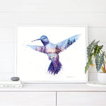 Golden Hour Jewel | Hummingbird Watercolor Art Print