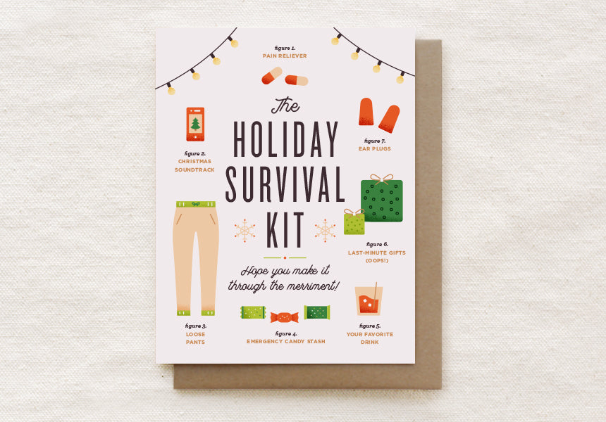 Holiday Survival Kit - Christmas Greeting Card | Quirky Paper Co.