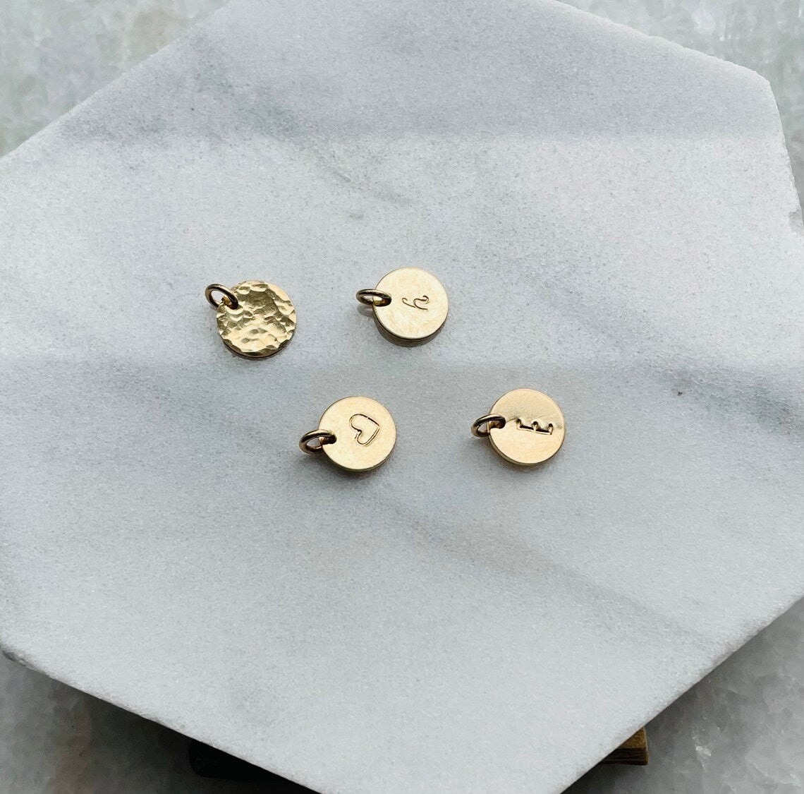 Bronwyn - Small Gold Alphabet Disc Pendant | Shelby Miller Jewelry Designs