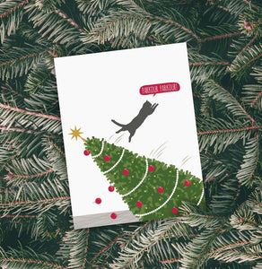 Christmas Cat Parkour - Greeting Card | Modern Printed Matter