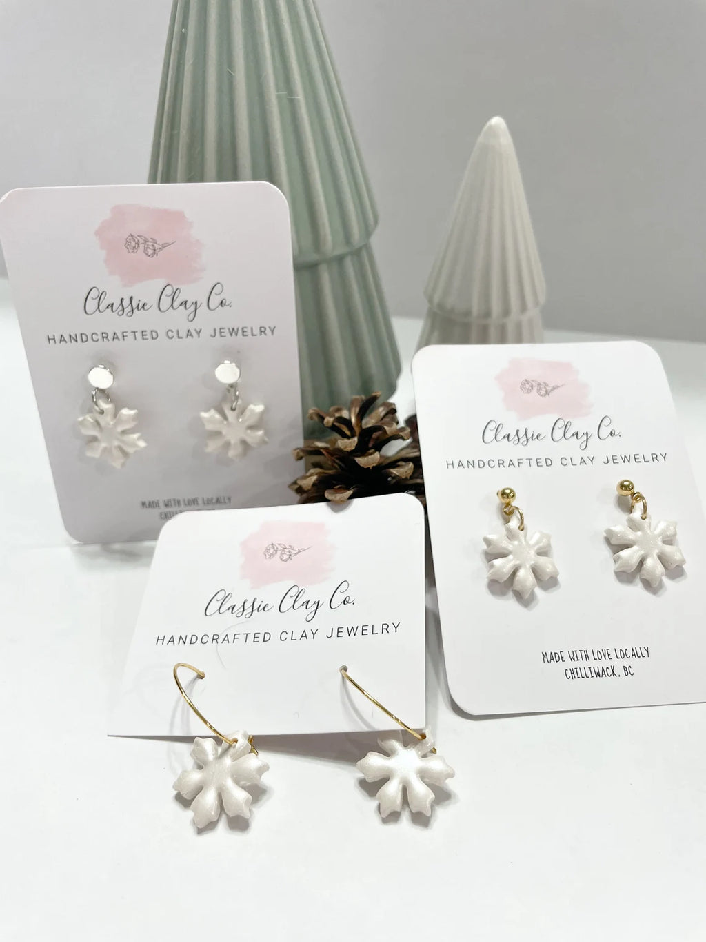 Snowflake - Clay Mini Dangle Earrings | Classic Clay Co.