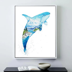 Juan - Orca Whale - Spirit Animal Watercolor Art Print | Elena Markelova