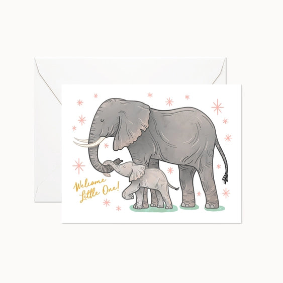 Elephant Welcome Little One - Greeting Card | Linden Paper