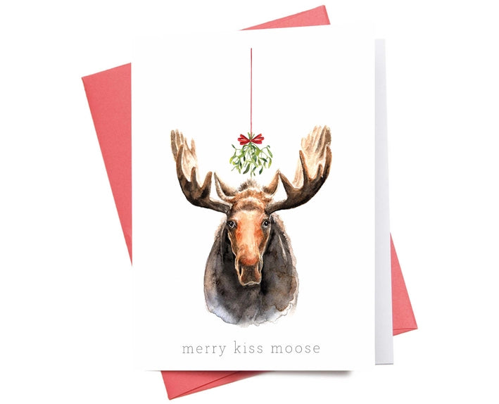 Merry Kiss Moose - Holiday Greeting Card | Inkwell