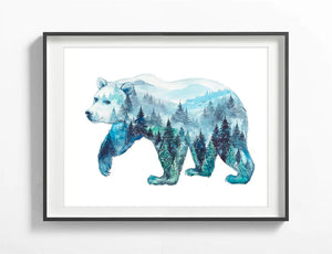 Mountain Bear - Watercolor Art Print | Elena Markelova