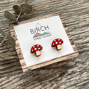 Mushroom - Wooden Stud Earrings | Birch Street Studio