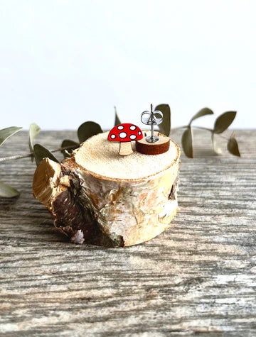 Mushroom - Wooden Stud Earrings | Birch Street Studio