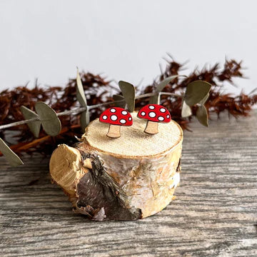 Mushroom - Wooden Stud Earrings | Birch Street Studio