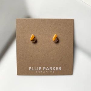 Mustard Ceramic Teardrop Stud Earrings | Ellie Parker