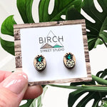 Pineapple - Wooden Stud Earrings | Birch Street Studio