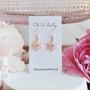 Pink Floral Dangle Earrings | Oh So Lovely