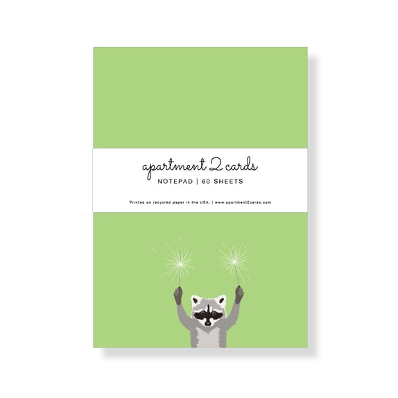Raccoon with Sparklers Notepad | Apartment 2