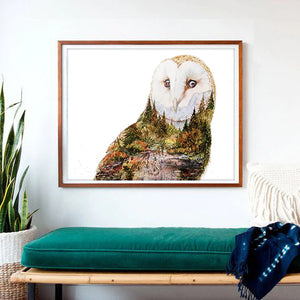 "Soul Light" Barn Owl Watercolor Art Print | Elena Markelova