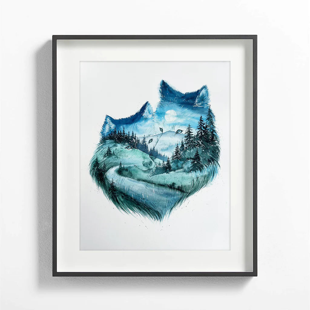 Soulmates | Wolf Couple Watercolor Art Print