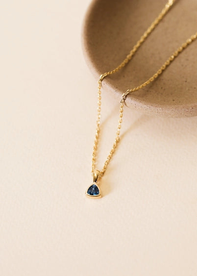 Blue Rounded Triangle Pendant - Necklace | JaxKelly