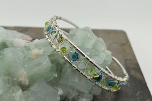 Modern Wire Woven Crystal & Gemstone Cuff Bracelet | Whitelotus Design