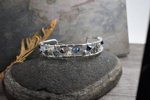 Modern Wire Woven Crystal & Gemstone Cuff Bracelet | Whitelotus Design